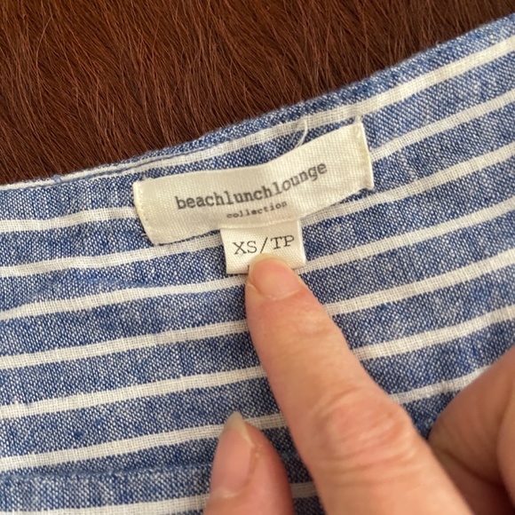 beachlunch lounge Blue White Stripe batwing sleeve women top xs - Picture 5 of 8